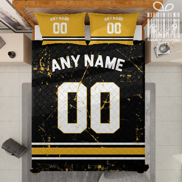 Custom Quilt Sets Pittsburgh Jersey Personalized Football Premium Quilt Bedding for Men Women
